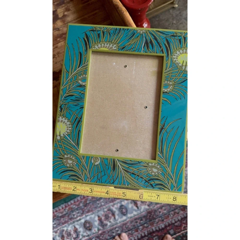 5x7 Photo Frame Teal Green Excellent Peacock Feather Boho